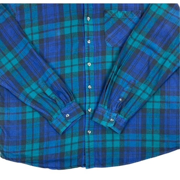 Magellan Shirt Mens Size 3XL Blue Green Plaid Classic Fit Long Sleeve Button Dow - Picture 4 of 8